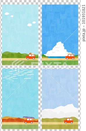 一輛滿載行李旅行的汽車和風景背景垂直位置設置 101931821