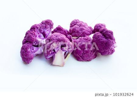 Purple cauliflower on white background. Purple cauliflower on white background. 101932624