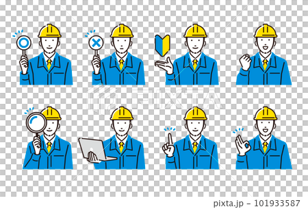 戴頭盔男套裝工作服 101933587