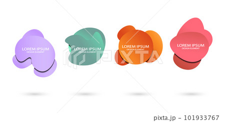 Fluid frame isolated on white background. Set of abstract liquid shapes, colorful elements, gradient waves with geometric lines, dynamical forms. Vector flat design for banner, flyer, business card 101933767