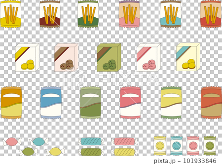 Handwritten sweets & snacks illustration set Handwritten sweets & snacks illustration set 101933846