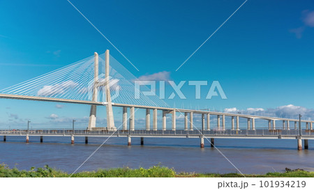 The Vasco da Gama Bridge timelapse hyperlapse in Lisbon, Portugal 101934219