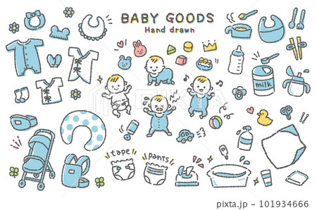 可愛い手描きのベビー用品 男の子 可愛い手描きのベビー用品 男の子 101934666