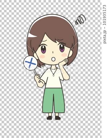 Illustration of a woman holding a cross 101935173
