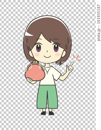 財布を持つ女性のイラスト 財布を持つ女性のイラスト 101935187