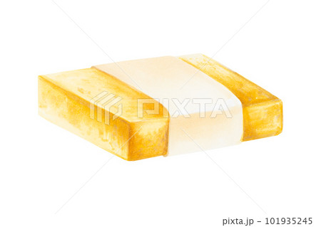 Watercolor natural handmade soap. Skincare illustration isolated on white background. Beauty products and botany elements, cosmetology and medicine. For designers, spa decoration, postcards, wrapping 101935245