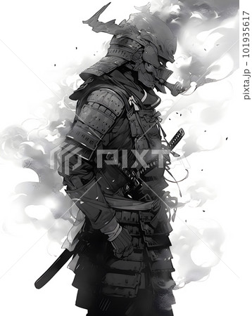 戦国武将　甲冑を着たサムライのイラスト「AI生成画像」 101935617