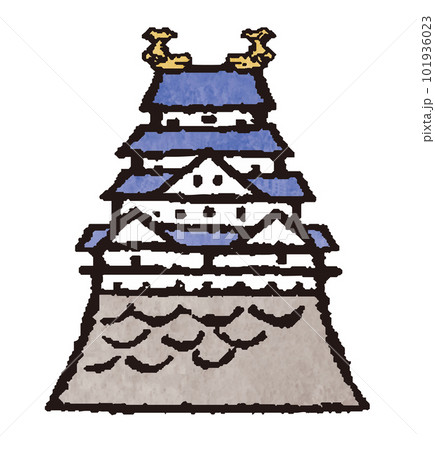 シンプルで和風な日本の城　手描きイラスト 101936023