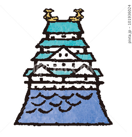 シンプルで和風な日本の城 手描きイラスト シンプルで和風な日本の城 手描きイラスト 101936024
