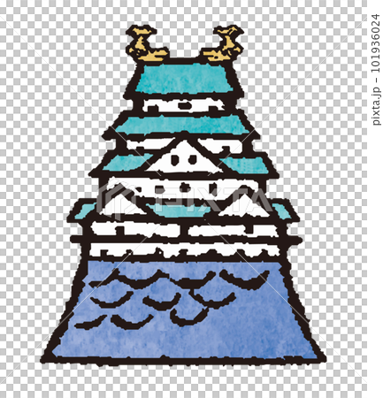 シンプルで和風な日本の城 手描きイラスト シンプルで和風な日本の城 手描きイラスト 101936024