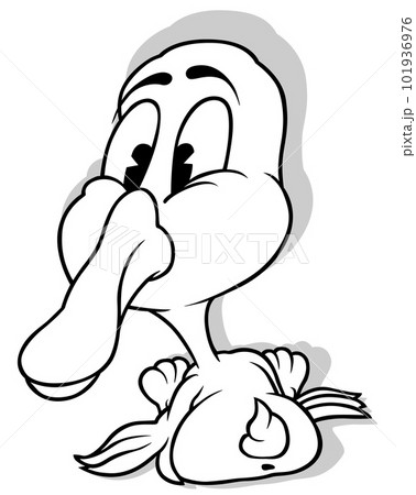 Drawing of a Duckling with its Head Turned Back Drawing of a Duckling with its Head Turned Back 101936976