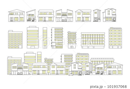 住宅　ビル　街並み　シンプル 101937068