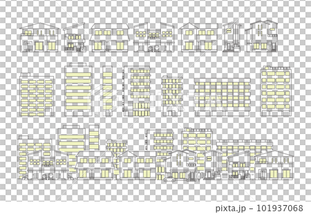 住宅　ビル　街並み　シンプル 101937068