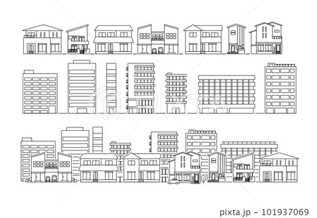 住宅　ビル　街並み　シンプル 101937069