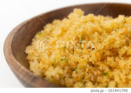 Seasoned flying fish roe on white background Seasoned flying fish roe on white background 101941700