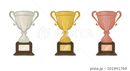 かわいい金銀銅トロフィーのイラストセット かわいい金銀銅トロフィーのイラストセット 101941769