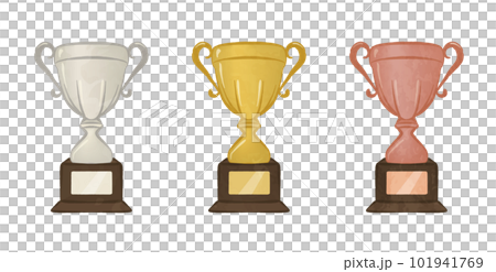 かわいい金銀銅トロフィーのイラストセット かわいい金銀銅トロフィーのイラストセット 101941769