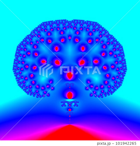 Original handmade artwork (not AI). A unique colourful detailed visualisation of a mathematical object called a fractal. 101942265