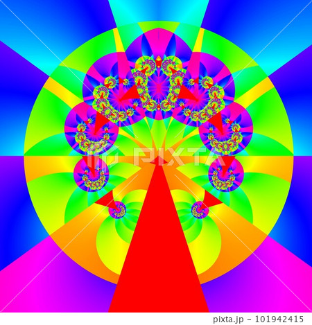 Original handmade artwork (not AI). A unique colourful detailed visualisation of a mathematical object called a fractal. 101942415