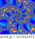 Original handmade artwork (not AI). A unique colourful detailed visualisation of a mathematical object called a fractal. 101942453