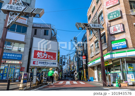 日本の東京都市景観 夏日。大岡山駅前の大岡山北口商店街などを望む 日本の東京都市景観 夏日。大岡山駅前の大岡山北口商店街などを望む 101943576