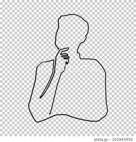 顎に手を当てて考える男性一筆書き シルエット 顎に手を当てて考える男性一筆書き シルエット 101943950