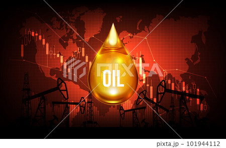Oil price stock market chart and graph, oil pump background, Low Oil price turn negative concept , vector illustration 101944112