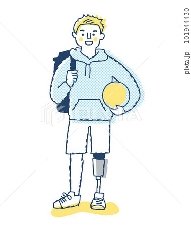 ボールを持っている義足の若い男性 ボールを持っている義足の若い男性 101944430