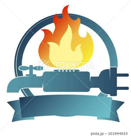 Water faucet electric plug and gas burner with flame Water faucet electric plug and gas burner with flame 101944633