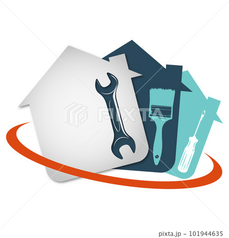 Screwdriver brush and wrench, symbol for home repair and service Screwdriver brush and wrench, symbol for home repair and service 101944635