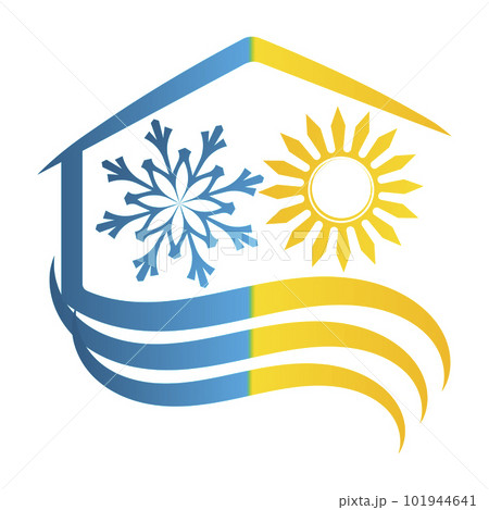 Sun snowflake under the roof of the house and waves of air flow 101944641