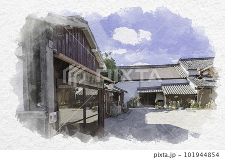 水彩画風　引田　讃州井筒屋敷　香川県東かがわ市 101944854