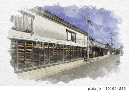 水彩画風　引田　讃州井筒屋敷　香川県東かがわ市 101944856