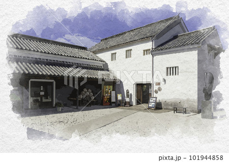 水彩画風　引田　讃州井筒屋敷　香川県東かがわ市 101944858