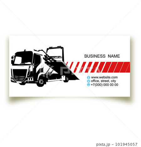 Black silhouette of car tow truck business card concept 101945057