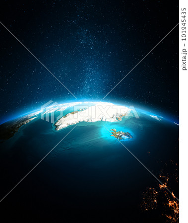 Iceland and Greenland at night 101945435