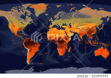 World map with weather forecast application. Generative AI 101945445