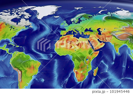 World map with weather forecast application. Generative AI 101945446