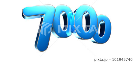 Number 7000 turquoise 3D illustration. Number 7000 turquoise 3D illustration. 101945740