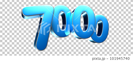 Number 7000 turquoise 3D illustration. Number 7000 turquoise 3D illustration. 101945740