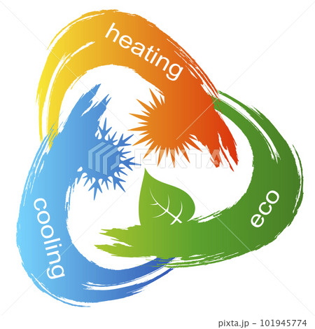 Eco air conditioner symbol. Heating and air cooling Eco air conditioner symbol. Heating and air cooling 101945774
