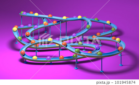 Small balls roll along the marble run 101945874