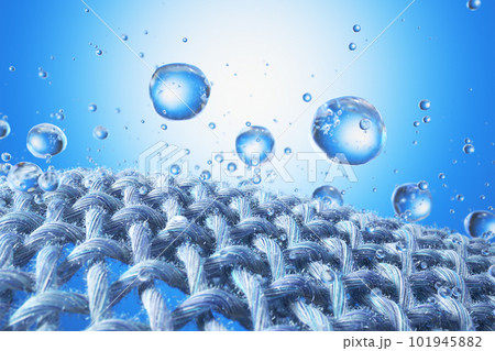 Close-up of fabric interlaced fiber with water drop. 101945882