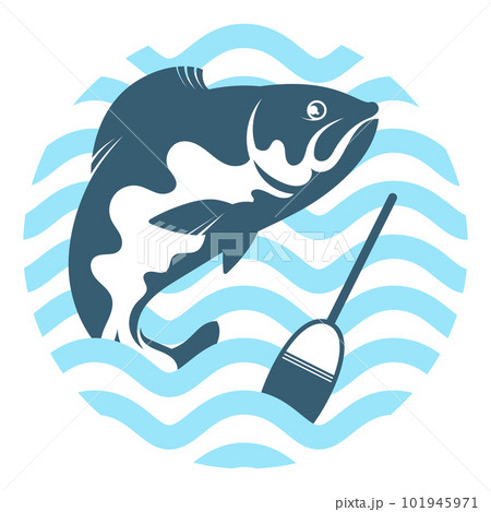 Fish on blue waves and a float 101945971