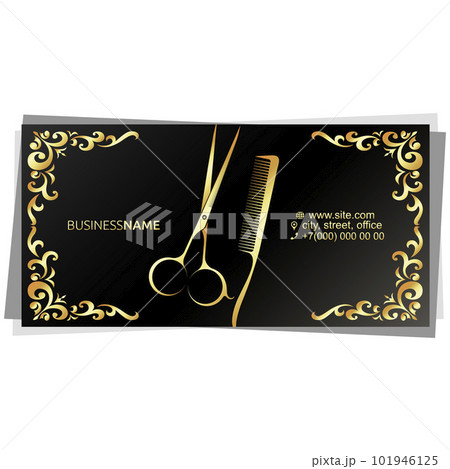 Gold business card beauty salon and hairdresser 101946125