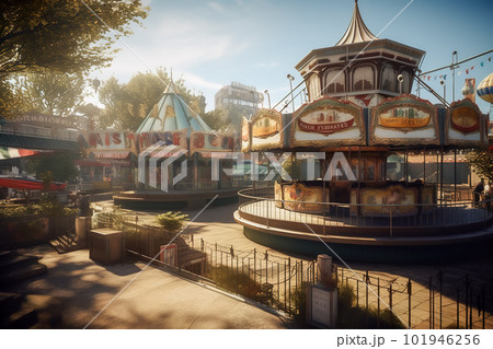 abandoned roller coaster amusement park. Generative AI abandoned roller coaster amusement park. Generative AI 101946256