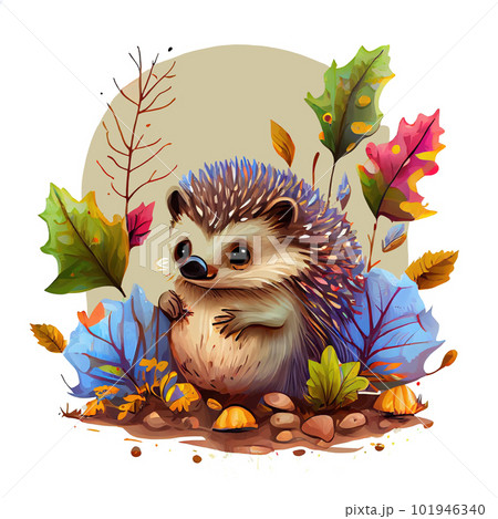 hedgehog illustration on white background. Generative AI hedgehog illustration on white background. Generative AI 101946340