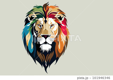 colored lion logo illustration. Generative AI 101946346