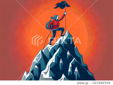 rock climber conquers the summit illustration. Generative AI 101946509