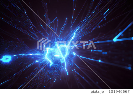 abstraction blue energy bursts background. Generative AI 101946667